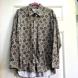 Brocade Stamp Flannel Cotton Men’s Shirt L